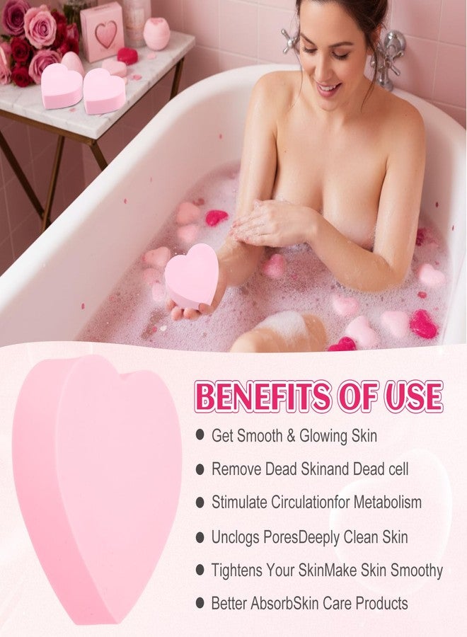 Ferrochef 4 Pack Valentine's Day Heart Sponge Exfoliating Bath Sponge Pink Loofah Soft Body Scrubber Skin Friendly Spa Use for Valentines Basket Filler Stuffer for Adults Women Men - Image 4